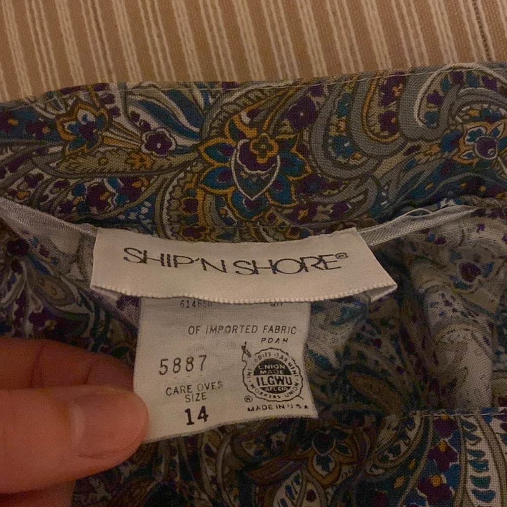 vintage Ship’N shore 14 paisley print midi skirt flowy summer blue king - Picture 8 of 13